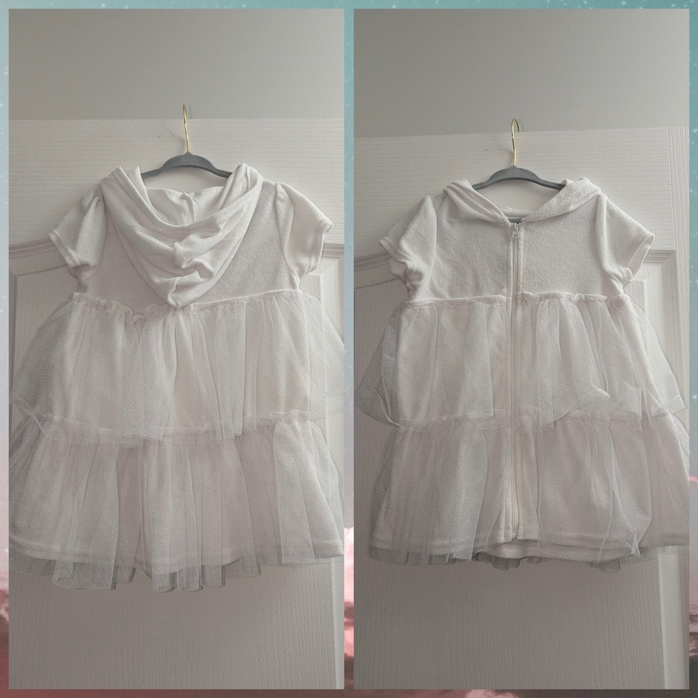 White Hooded Tulle Dress for Kids